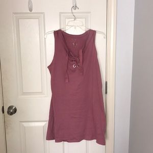 pink lace up mini dress